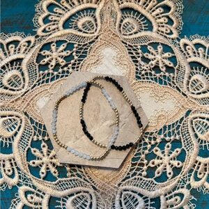 Moonstone/Onyx Bracelet Set